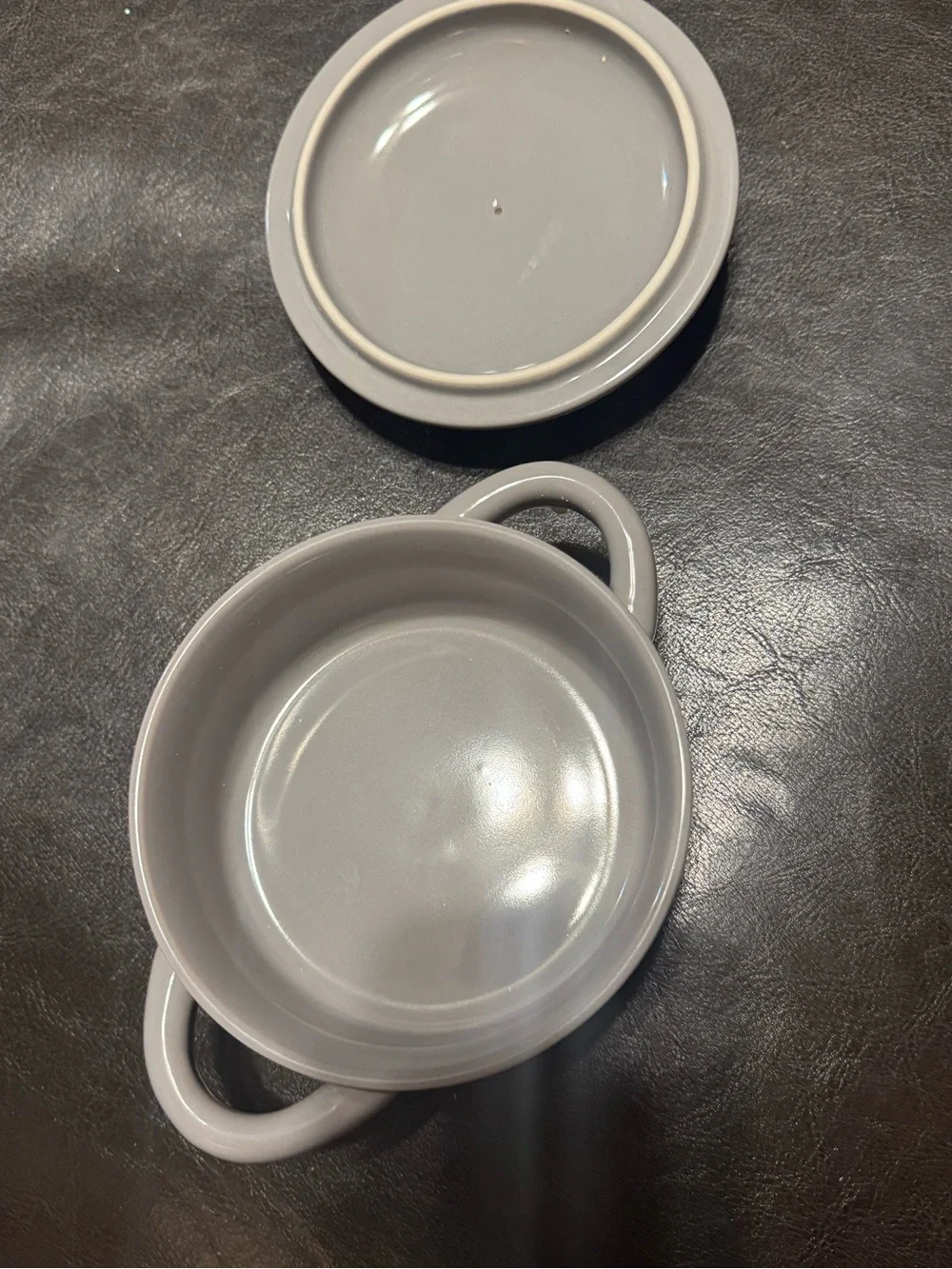 Glazed Stoneware Covered Casserole in Light Gray